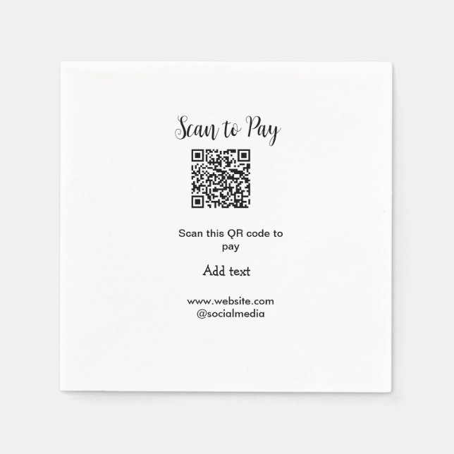 Scan to pay scan QR code add website email details Napkin (Front)