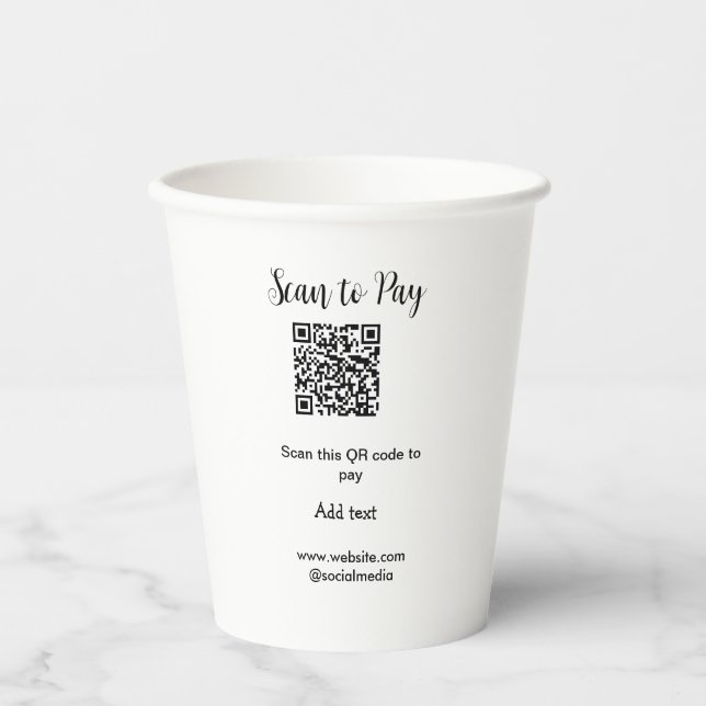Scan to pay scan QR code add website email details Paper Cups (Front)
