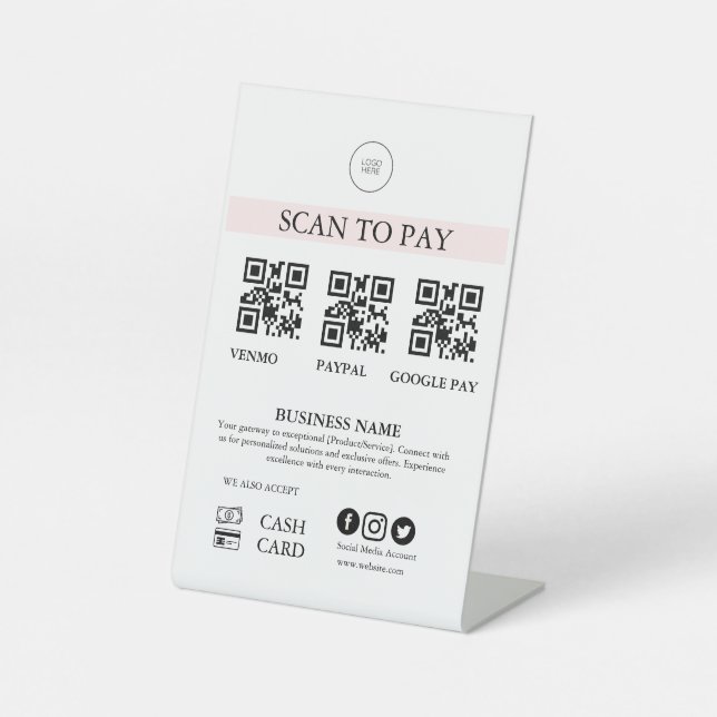 Scan to Pay Sign QR Code Payment Sign for Small Bu (Front)