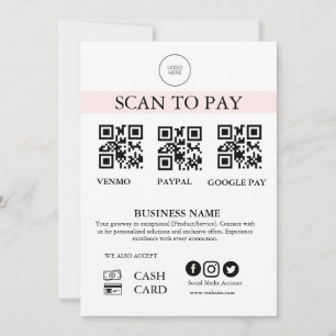 Scan to Pay Sign QR Code Payment Sign for Small Bu