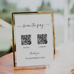 Scan to Pay Sign, Venmo, Cash App, PayPal QR Sign Invitation