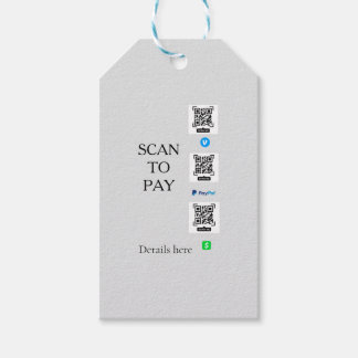 scan to pay venmo cashapp QR code details paypal Gift Tags