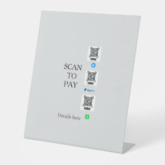 scan to pay venmo cashapp QR code details paypal Pedestal Sign