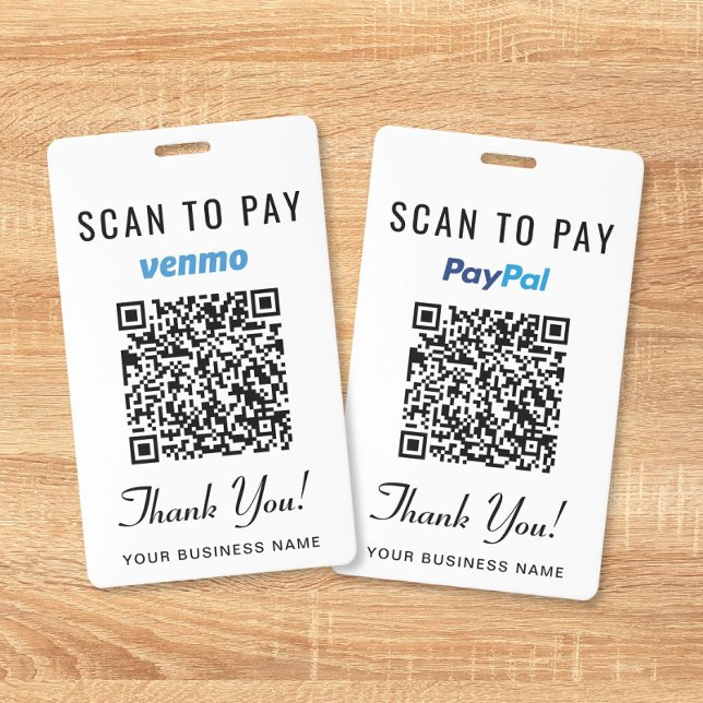 Scan to Pay Venmo PayPal QR Code Business Payment ID Badge (Scan to Pay Venmo PayPal QR Code Business Payment Badge)