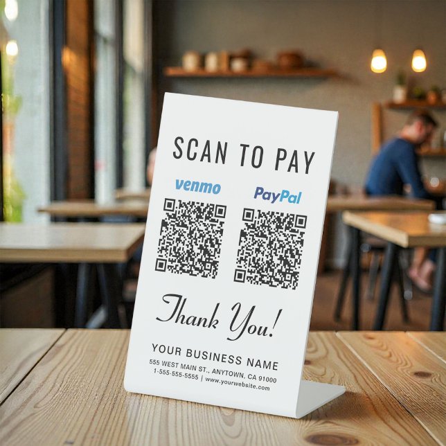 Scan to Pay Venmo Paypal QR Codes Pedestal Sign (Scan to Pay Venmo Paypal QR Codes Pedestal Sign)