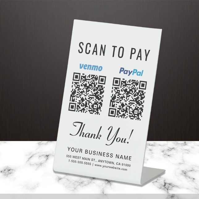 Scan to Pay Venmo Paypal QR Codes Pedestal Sign (Our versatile QR Code sign enables you to receive payments anytime, anywhere)