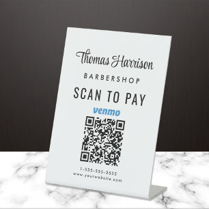 Scan To Pay Venmo QR Code Business Tabletop Pedestal Sign