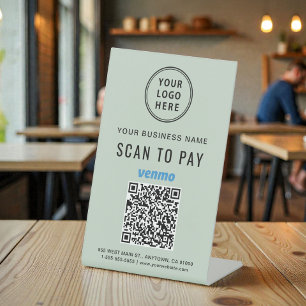 Scan to Pay Venmo QR Code Sage Green Pedestal Sign