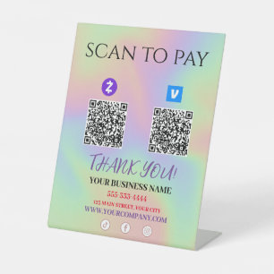 Scan To Pay Zelle Venmo QR code  Pedestal Sign