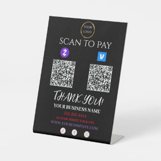 Scan To Pay Zelle Venmo QR code Pedestal Sign