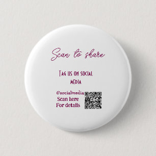 Scan to share tag us on social media QR code simpl 6 Cm Round Badge