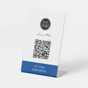 Scan to view menu custom logo QR code Pedestal Sig Sign