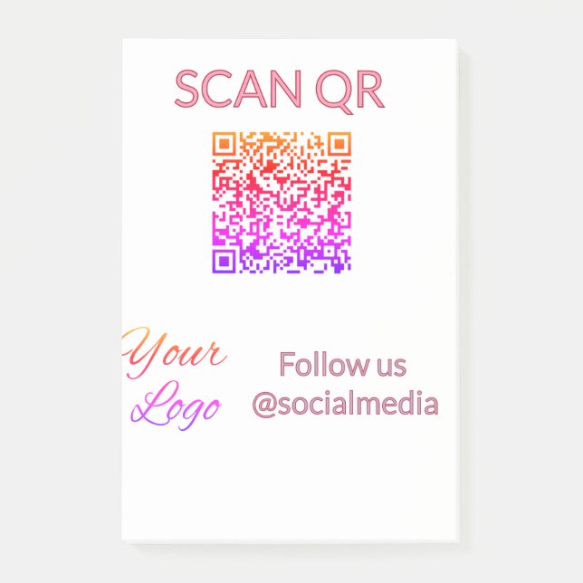 Scan to view menu resturant hotel QR Add logo text Post-it Notes (Front)