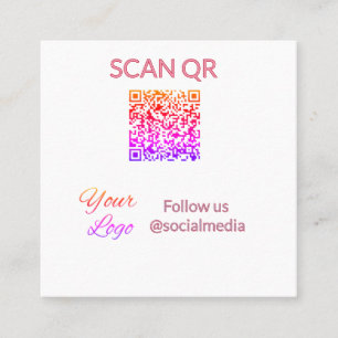 Scan to view menu resturant hotel QR Add logo text Square Business Card