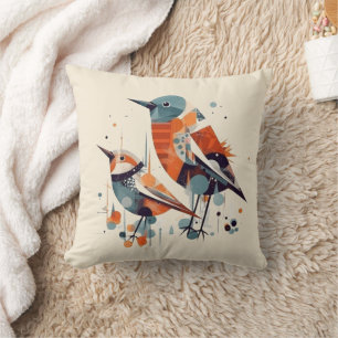 Scandi Aviary Duet, custom Cushion