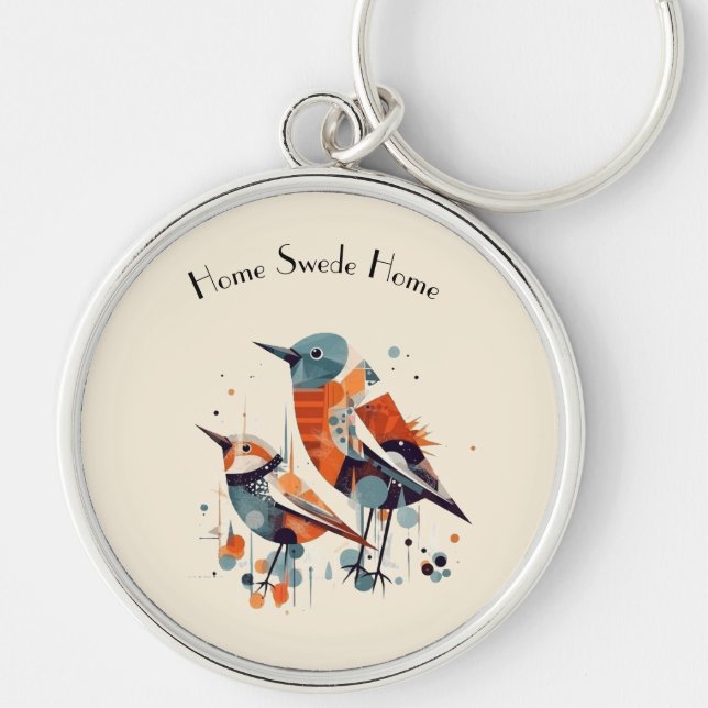 Scandi Aviary Duet, custom Key Ring (Front)
