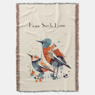 Scandi Aviary Duet, custom Throw Blanket