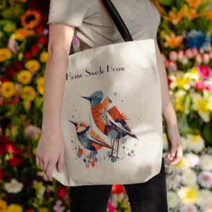 Scandi Aviary Duet, custom Tote Bag