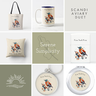 Scandi Aviary Duet, custom Wash Cloth