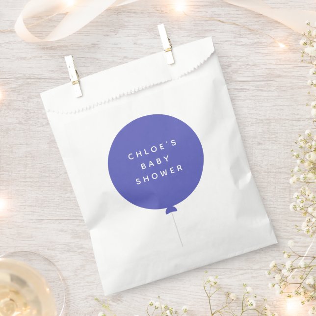 Scandi Balloon | Minimalist Blue Baby Shower Favour Bag (Clipped)