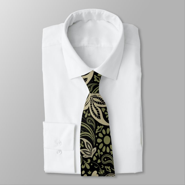 Scandi Boho Ethnic Pattern Dark Wedding Tie (Tied)