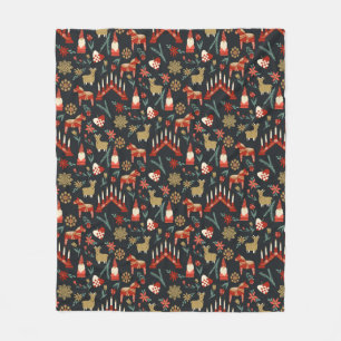 Scandi Christmas charcoal Fleece Blanket