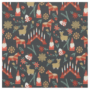 Scandi Christmas God Jul folk black Fabric