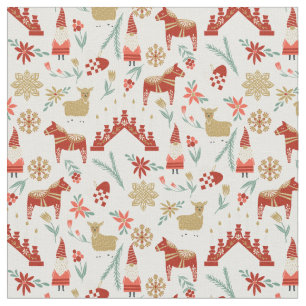 Scandi Christmas God Jul folk Fabric