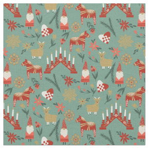 Scandi Christmas God Jul Folk Fabric