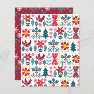 Scandi Christmas Scrapbook paper, snowflakes holly