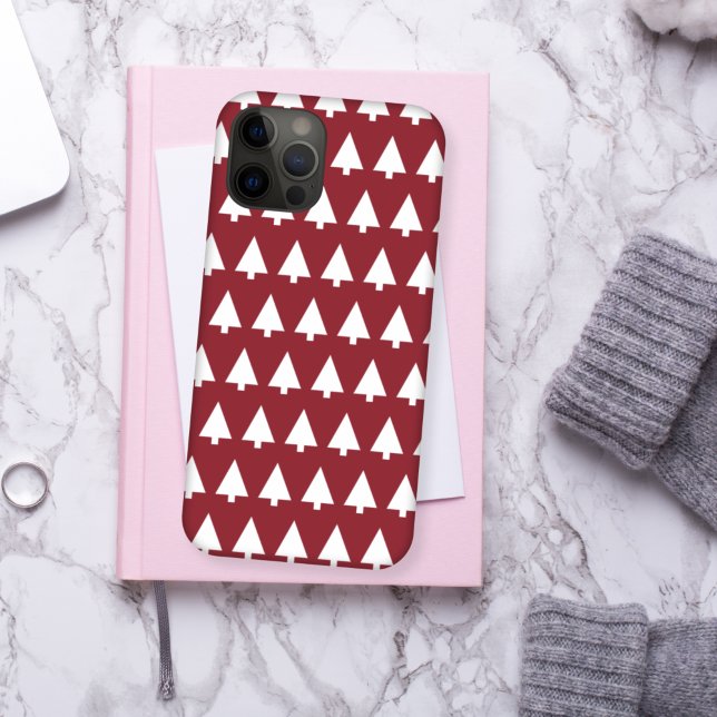 Scandi Christmas Tree | Burgundy Red Modern Trendy Case-Mate iPhone Case (Creator Uploaded)