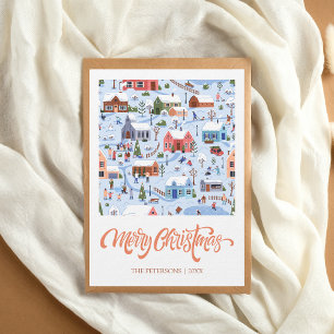 Scandi Christmas Village Non photo Cosy Pastel Holiday Card