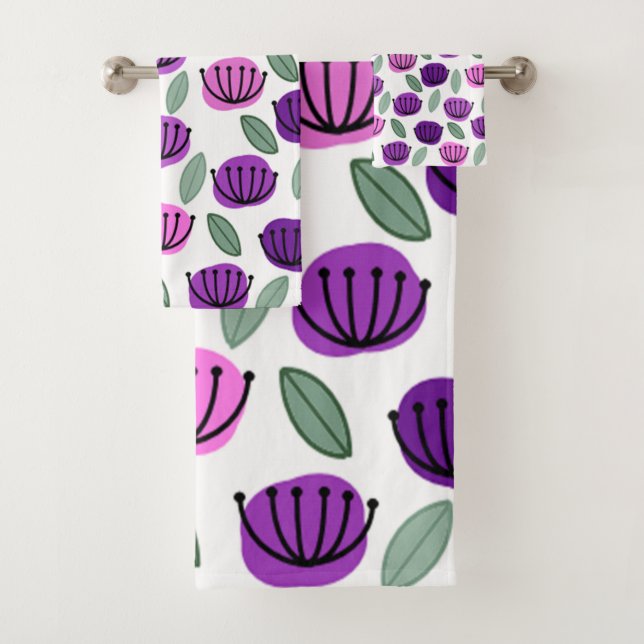 Scandi Cup Flowers Bath Towel Set (Insitu)