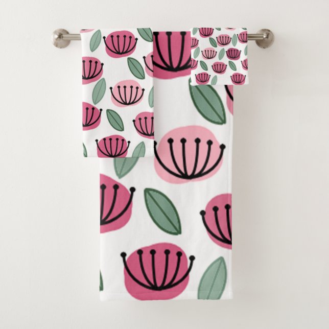 Scandi Cup Flowers Bath Towel Set (Insitu)