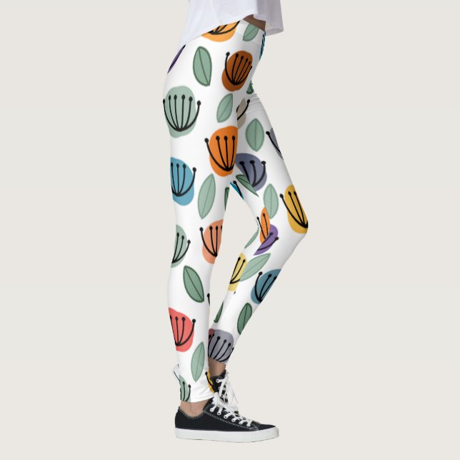 Scandi Cup Flowers  Leggings (Right)