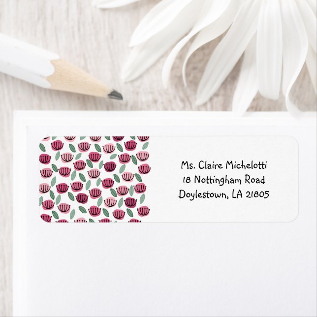 Scandi Cup Flowers Return Address Label (Insitu)