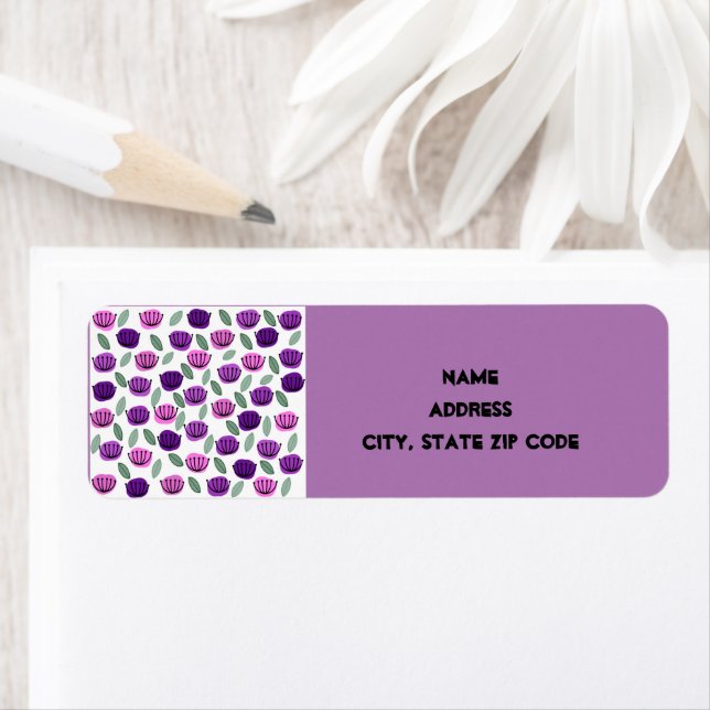 Scandi Cup Flowers Return Address Label (Insitu)