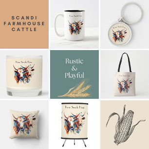 Scandi Farmhouse Cattle, custom 7.5 Cm Round Badge