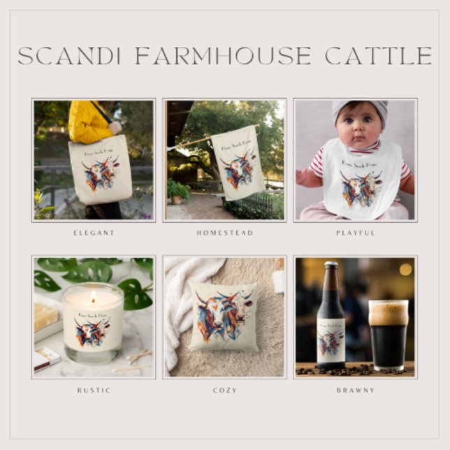 Scandi Farmhouse Cattle, custom Ceramic Ornament (Creator Uploaded)