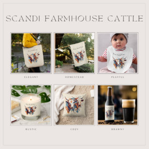 Scandi Farmhouse Cattle, custom Golf Towel