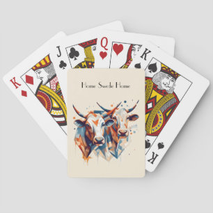 Scandi Farmhouse Cattle, custom Playing Cards