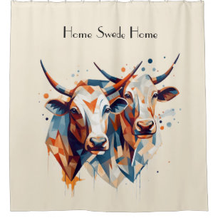 Scandi Farmhouse Cattle, custom Shower Curtain