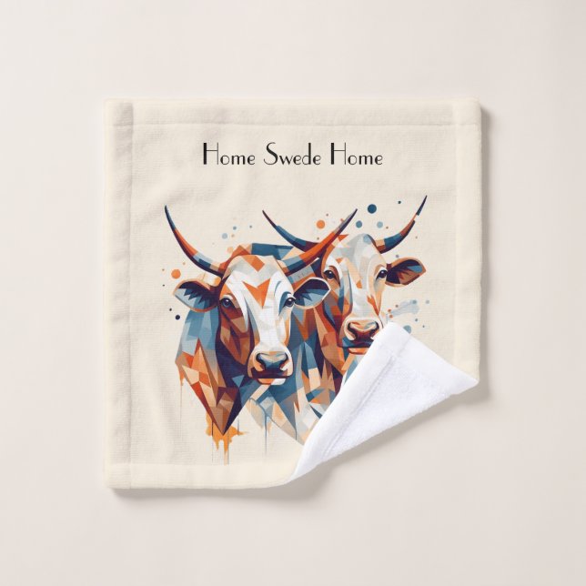 Scandi Farmhouse Cattle, custom Wash Cloth (Wash Cloth)
