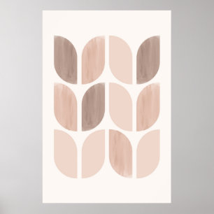Scandi floral art. Geometric Leaves or Flowers Poster