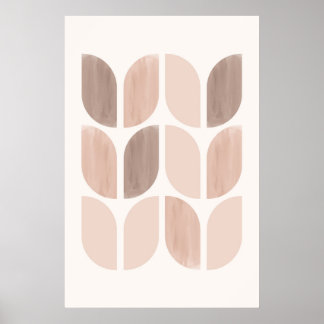 Scandi floral art. Geometric Leaves or Flowers Poster