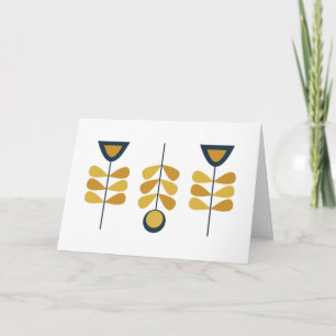 Scandi Floral Triplet in Mustard and Navy Card