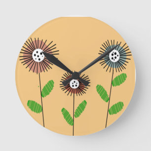 Scandi Flowers Round Clock