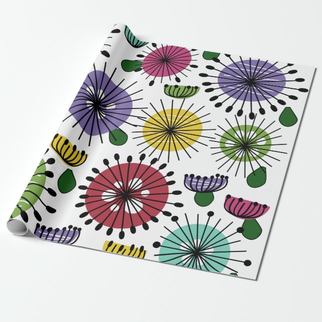 Scandi Flowers Wrapping Paper (Unrolled)