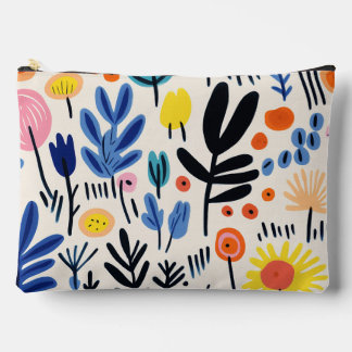Scandi Folk Floral Nordic Botanical Art Accessory Pouch