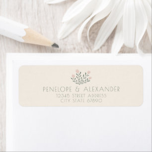 Scandi Folk Flowers Pink Sage Return Address Label